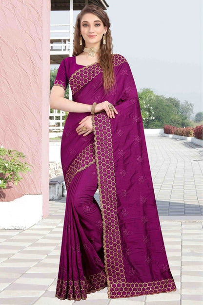 Violet Colour Vichitra Silk Designer Saree SD1120605