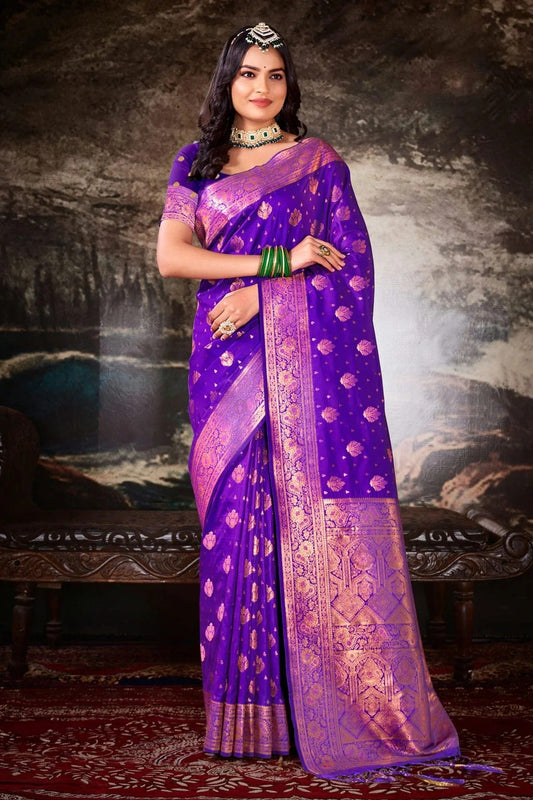 Violet Colour Woven Work Silk Saree SD1101689