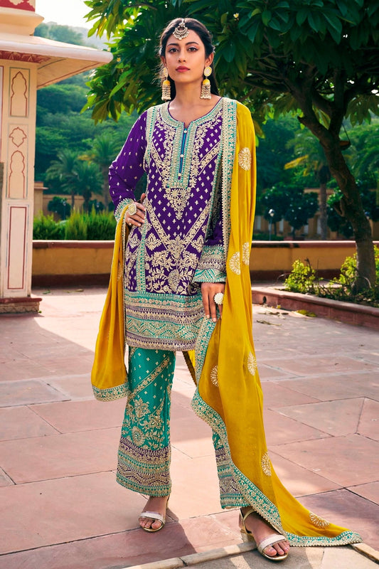 Voilet Colour Chinon Pakistani Suit SM1110588
