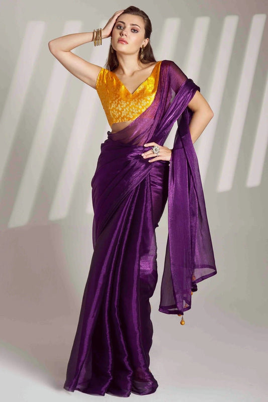 Voilet Colour Organza Designer Saree SD1113025