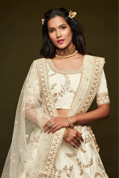 White Colour Art Silk Lehenga Choli LC1010110 B