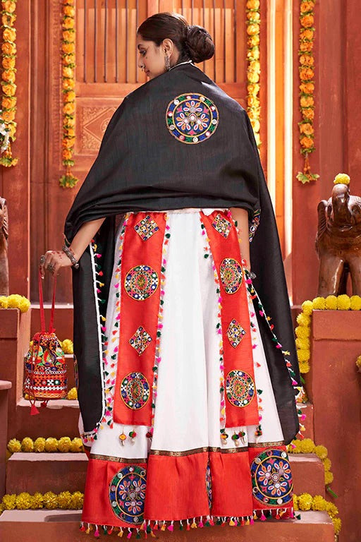 White Colour Art Silk Navratri Lehenga Choli LC1240072 A
