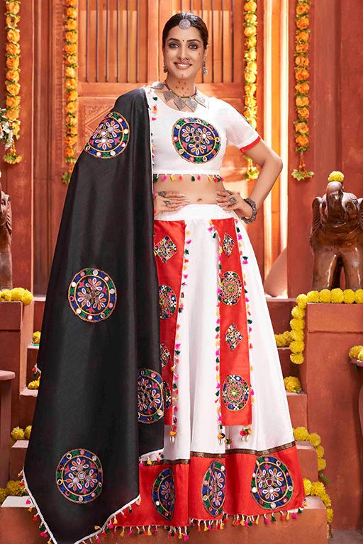White Colour Art Silk Navratri Lehenga Choli LC1240072