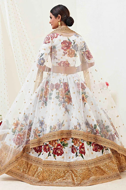 White Colour Banglori Satin Designer Lehenga Choli LC1240030 A