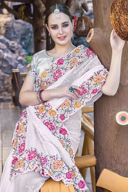 White Colour Burberry Silk Designer Saree SD1121850 A