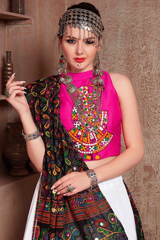 White Colour Cotton Navratri Lehenga Choli LC1240082 A