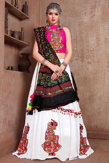 White Colour Cotton Navratri Lehenga Choli LC1240082