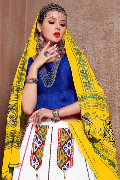 White Colour Cotton Navratri Lehenga Choli LC1240083 B