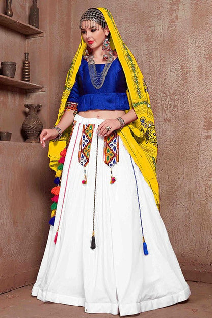 White Colour Cotton Navratri Lehenga Choli LC1240083
