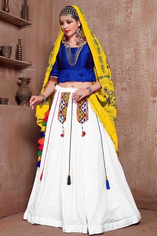 White Colour Cotton Navratri Lehenga Choli LC1240083