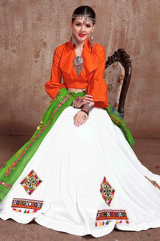 White Colour Cotton Navratri Lehenga Choli LC1240085 A