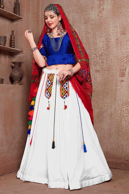White Colour Cotton Navratri Lehenga Choli LC1240087 A