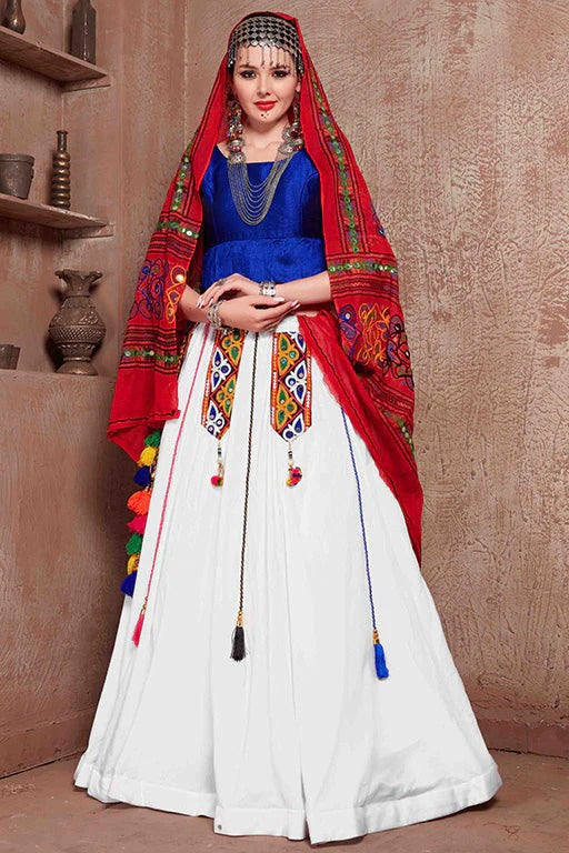 White Colour Cotton Navratri Lehenga Choli LC1240087
