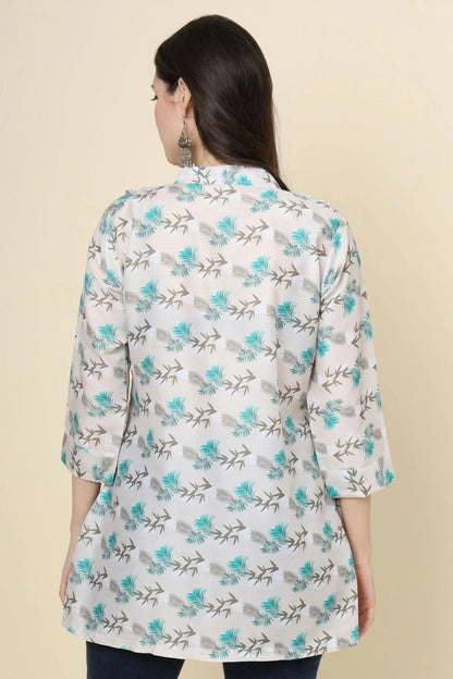 White Colour Cotton Printed Work Readymade Top TP1110790 A
