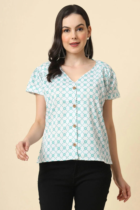 White Colour Crepe Readymade Top TP1110834
