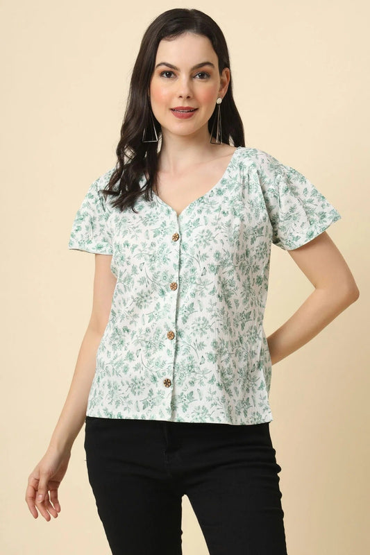 White Colour Crepe Readymade Top TP1110837