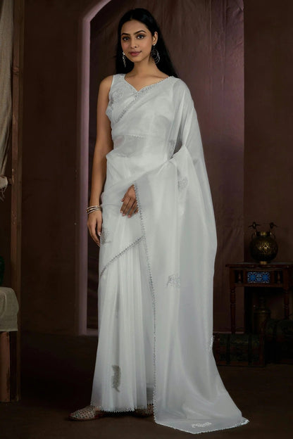 White Colour Crush Silk Designer Saree SD1121919