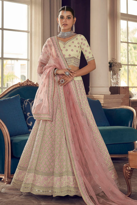 White Colour Embroidery Art Silk Lehenga Choli LD1080788