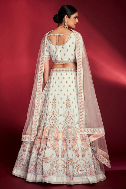 White Colour Embroidery Georgette Lehenga Choli LD1080718 A