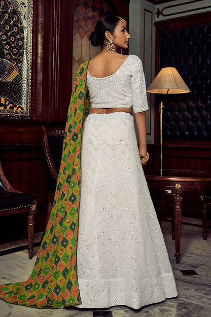 White Colour Embroidery Georgette Lehenga Choli LD1080773 A