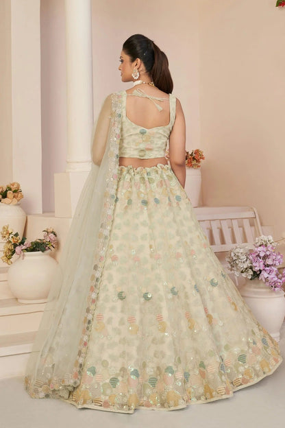 White Colour Embroidery Net Lehenga Choli LD1080852 A