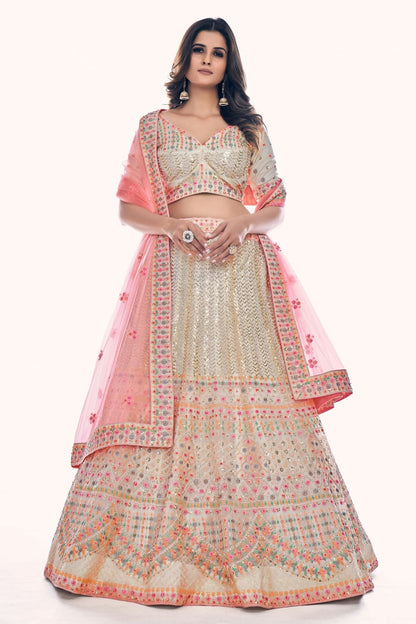 White Colour Embroidery Soft Net Lehenga Choli LD1080752