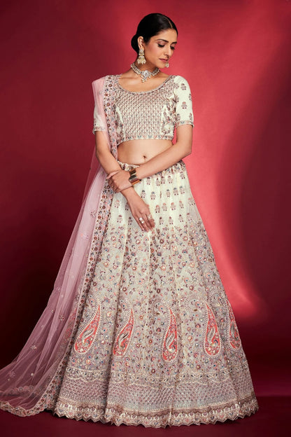 White Colour Embroidery Soft Silk Lehenga Choli LD1080717