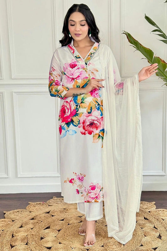 White Colour French Crepe Stitched Salwar Suit SS1111963