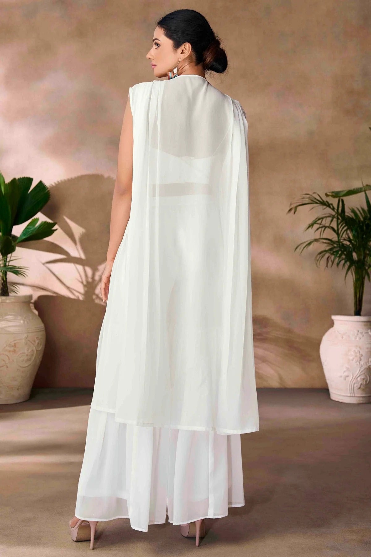 White Colour Georgette Co Ord Suit TP1080961 B