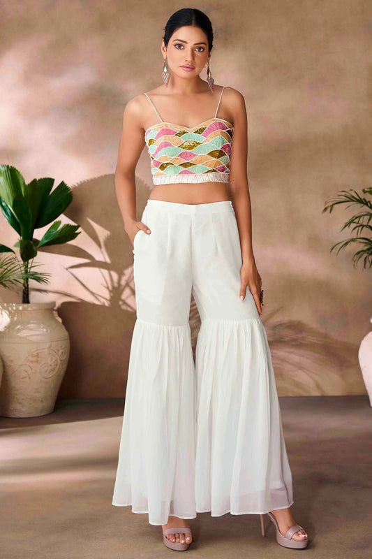 White Colour Georgette Co Ord Suit TP1080961