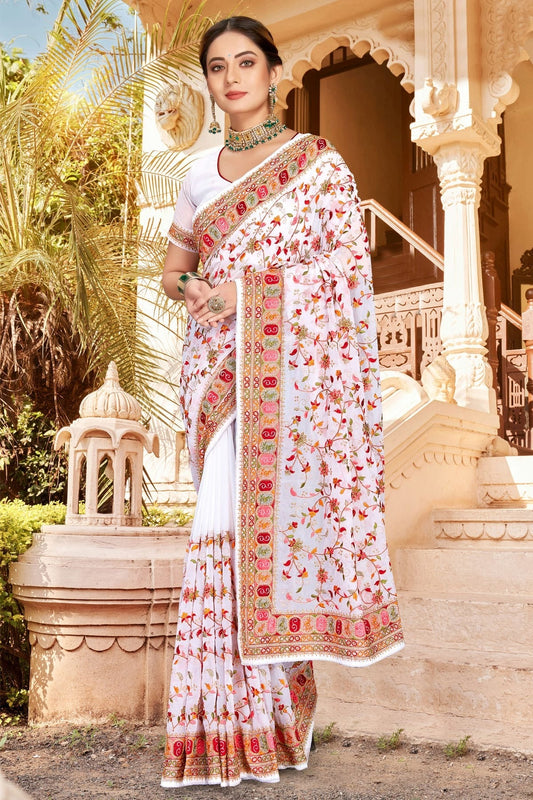 White Colour Georgette Designer Saree LC1121304