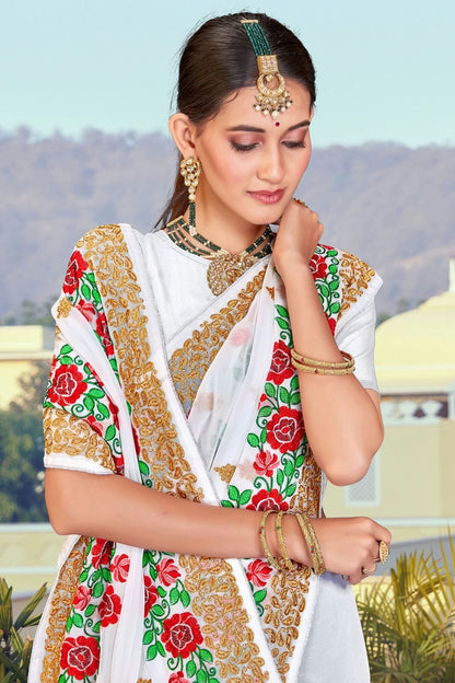 White Colour Georgette Designer Saree LC1121368 A