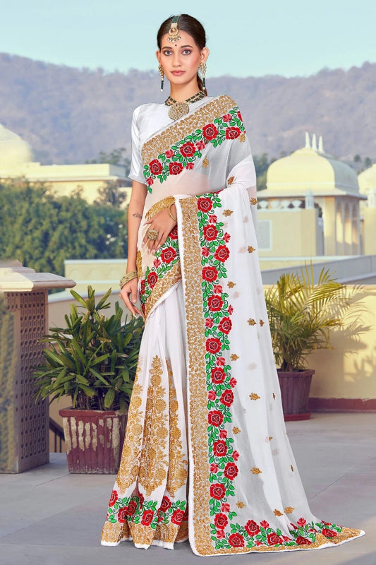 White Colour Georgette Designer Saree LC1121368