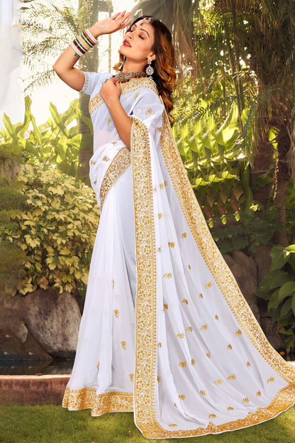 White Colour Georgette Designer Saree LC1121398