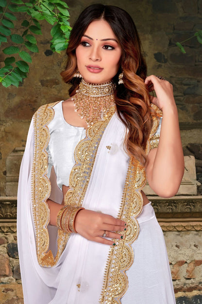 White Colour Georgette Designer Saree LC1121416 A