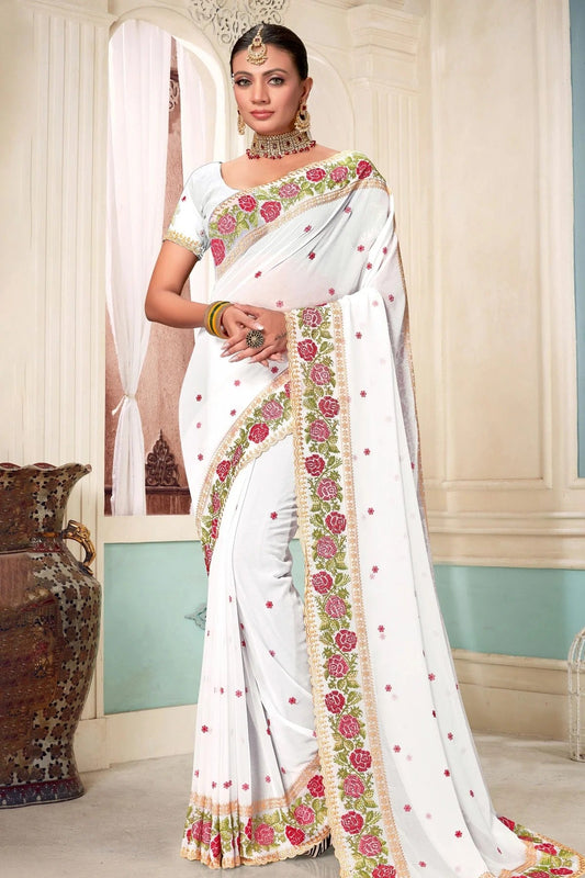 White Colour Georgette Designer Saree LC1121482