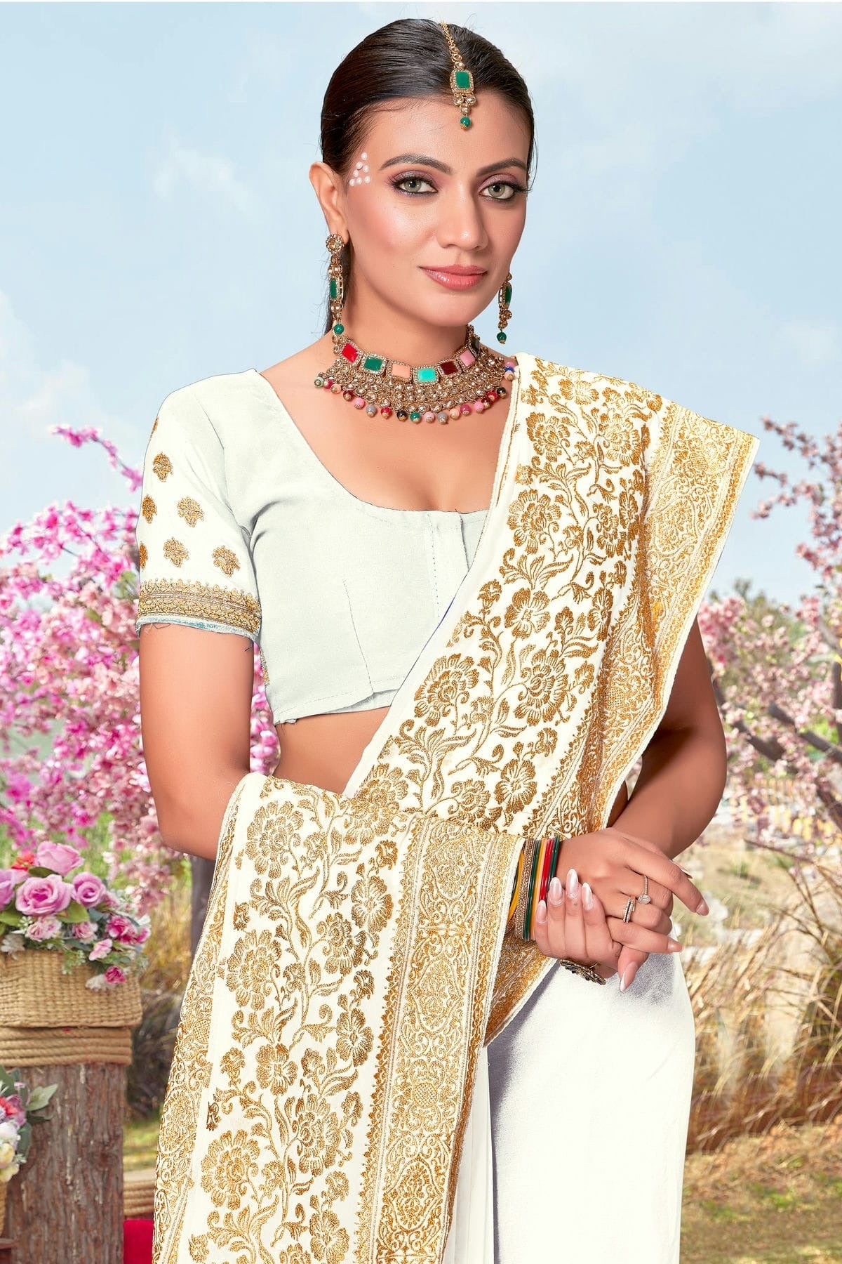 White Colour Georgette Designer Saree LC1121489 A