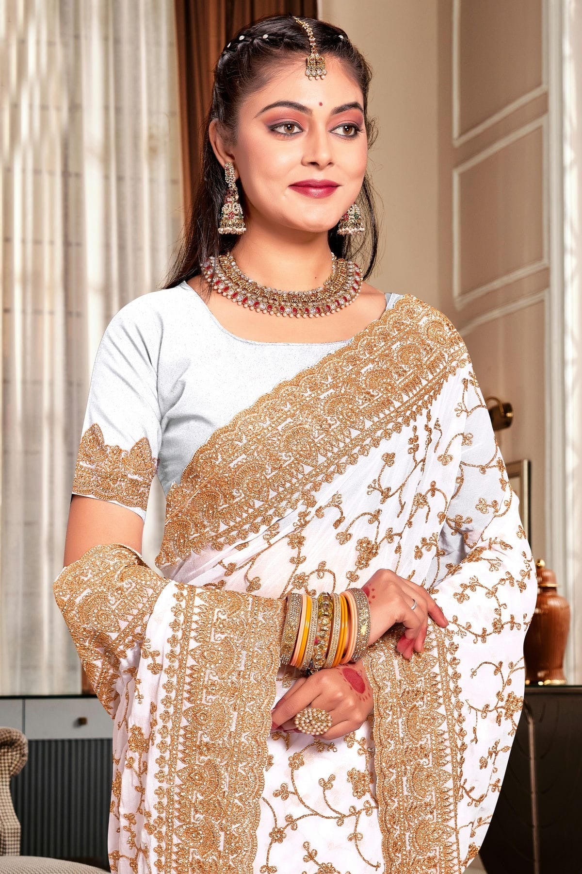 White Colour Georgette Designer Saree LC1121720 A