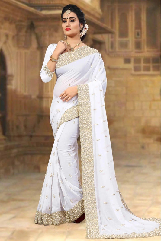White Colour Georgette Designer Saree SD1090010