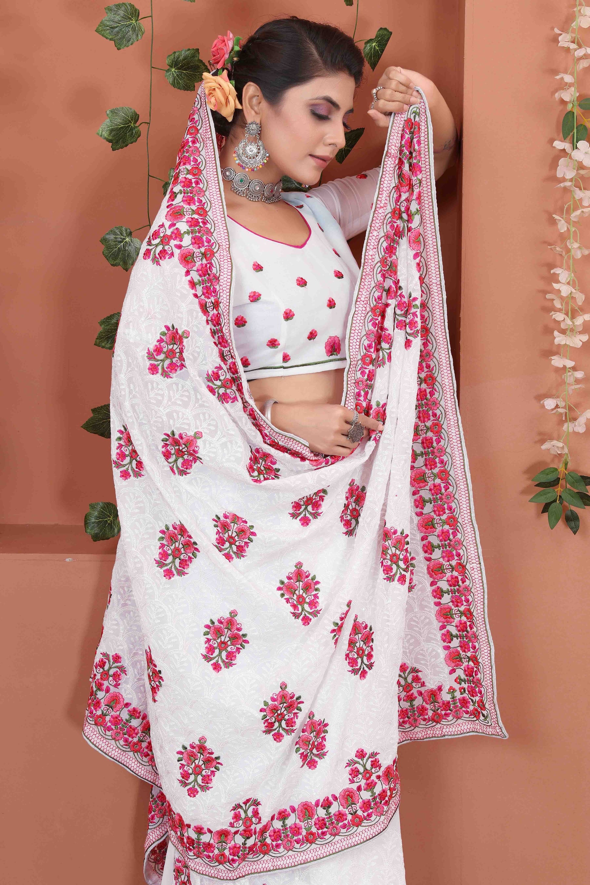 White Colour Georgette Designer Saree SD1090532 A