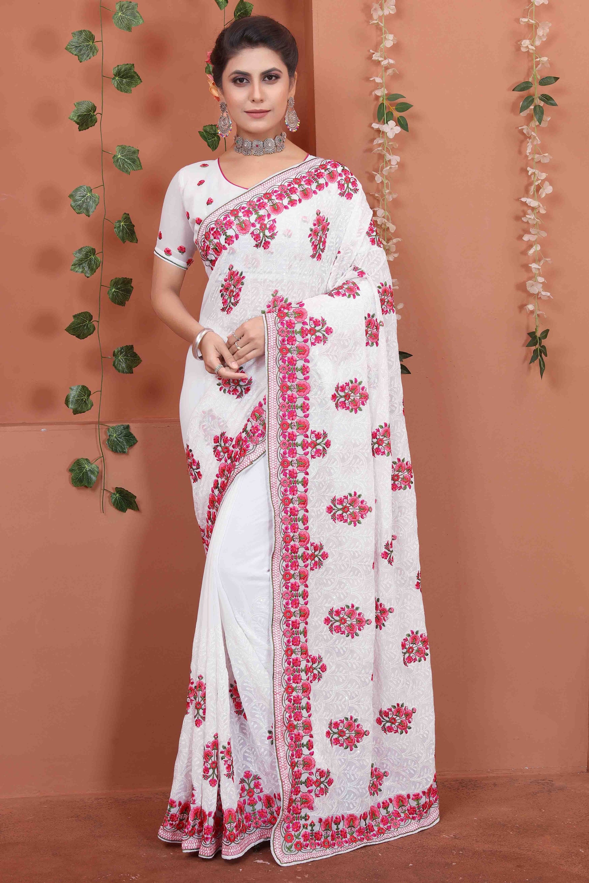 White Colour Georgette Designer Saree SD1090532