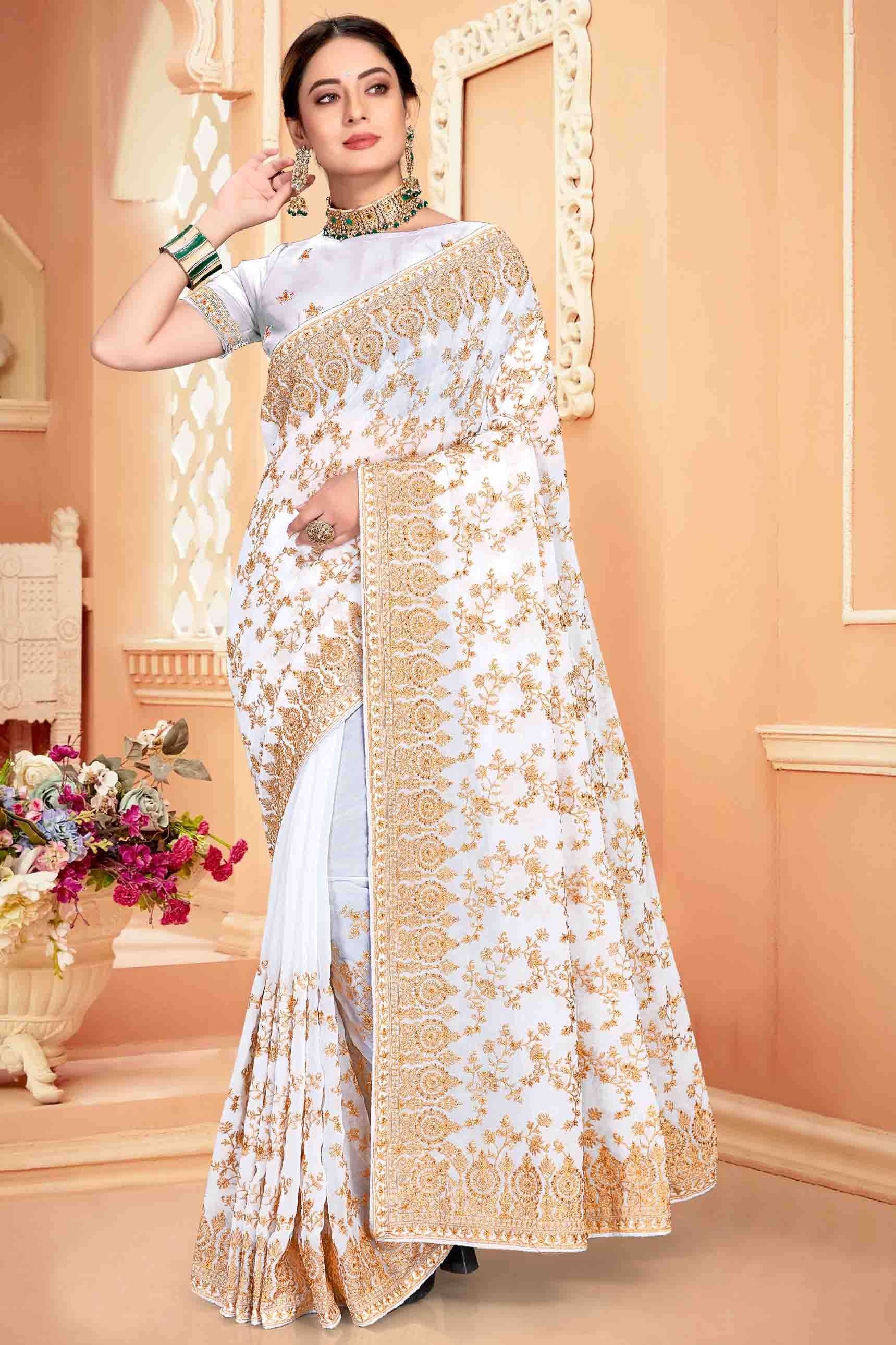 White Colour Georgette Designer Saree SD1090563