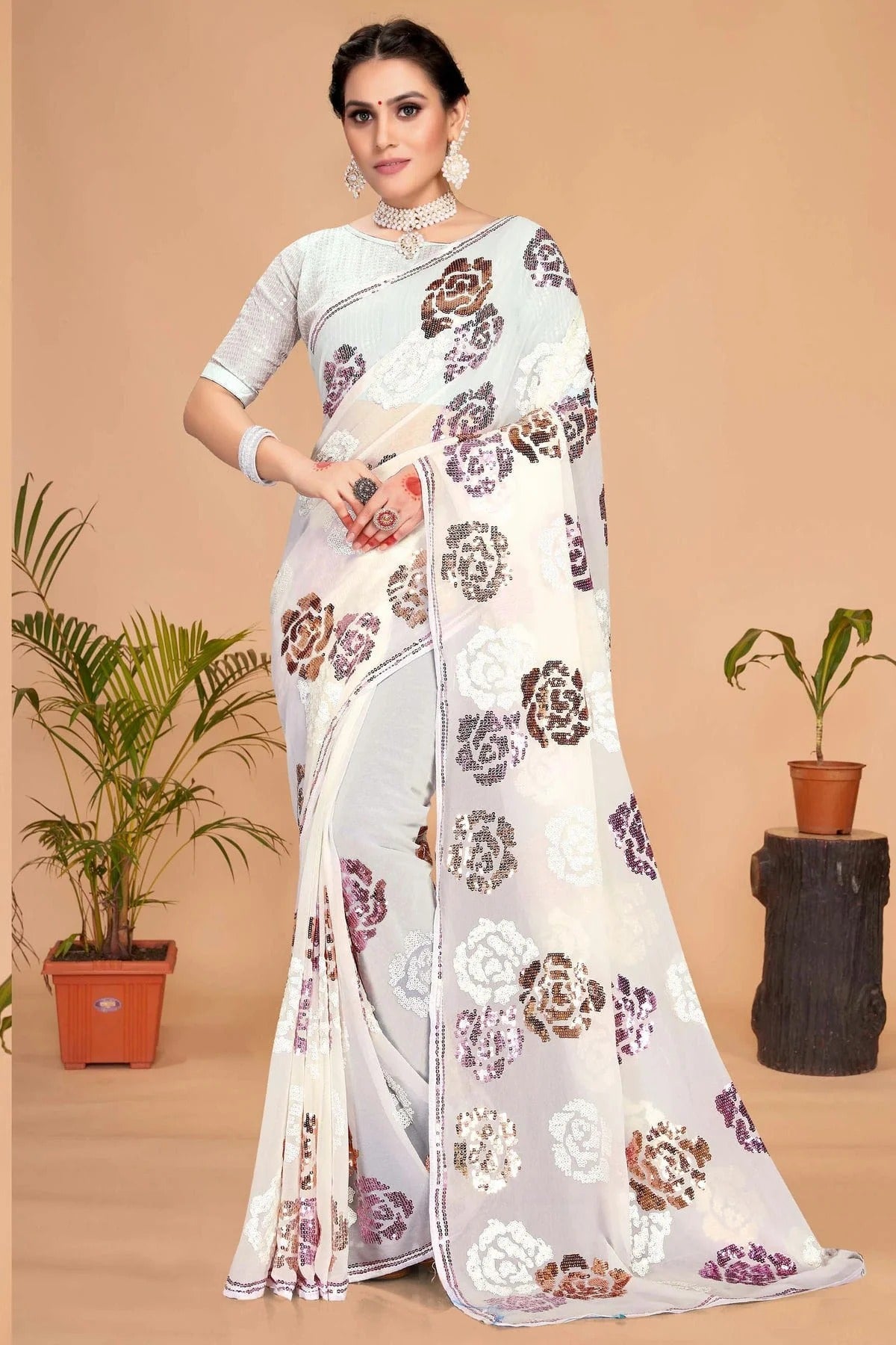 White Colour Georgette Designer Saree SD1091116