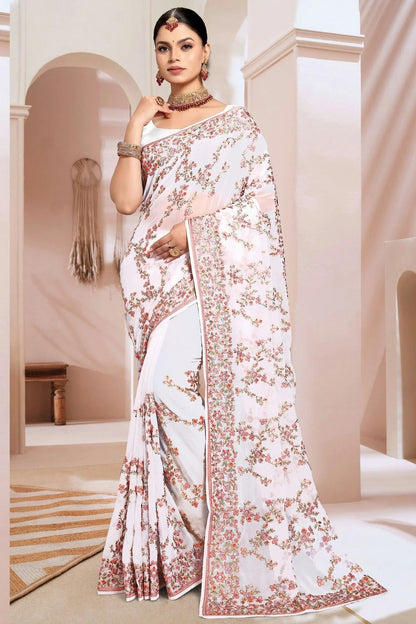 White Colour Georgette Designer Saree SD1091180