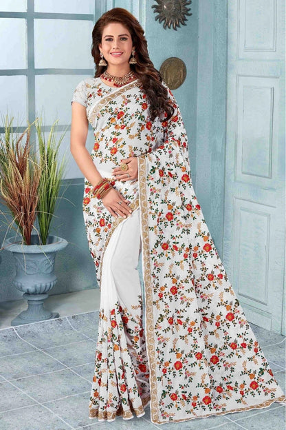 White Colour Georgette Designer Saree SD1120510