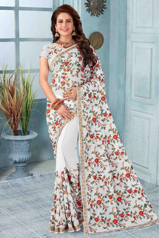 White Colour Georgette Designer Saree SD1120510