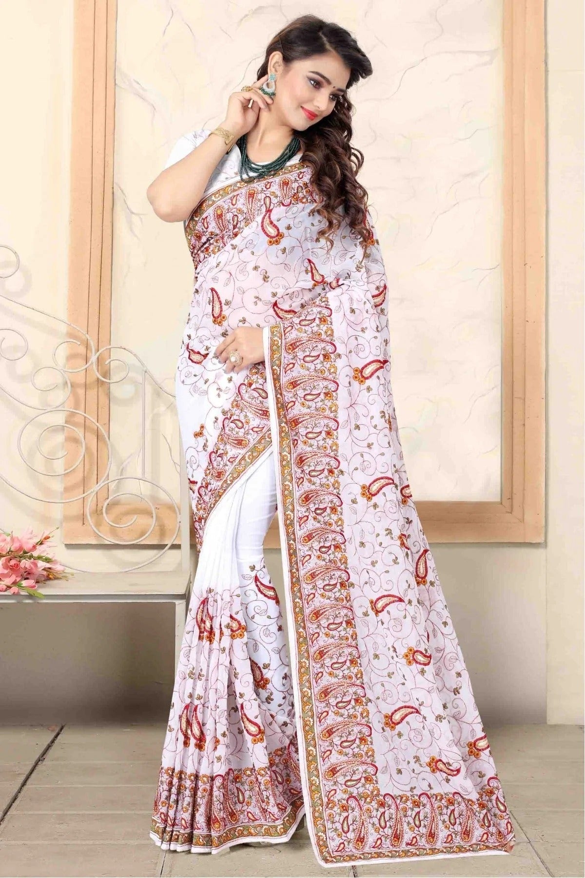 White Colour Georgette Designer Saree SD1120726