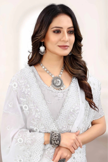 White Colour Georgette Designer Saree SD1120849 A