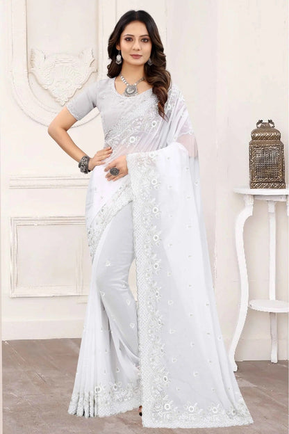 White Colour Georgette Designer Saree SD1120849