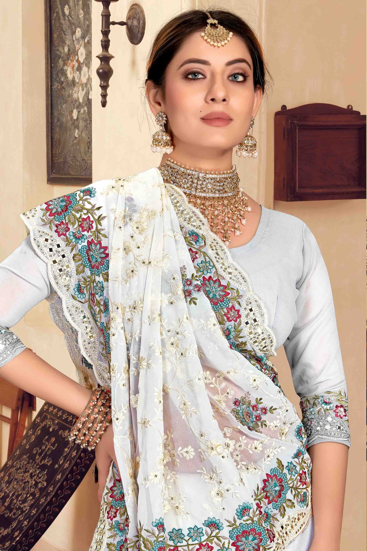White Colour Georgette Designer Saree SD1121148 A